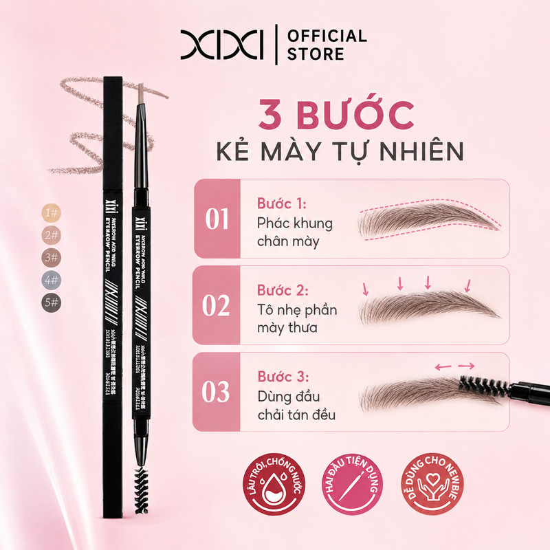 XIXI Chì Kẻ Mày 2 Đầu, Lên Màu Tự Nhiên, Dễ Kẻ Dáng Mày, Không Lem Lâu Trôi D695