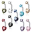Nhẫn Nút Bụng PYCOU, Thép Không Gỉ Zircon Xuyên Rốn Rốn, Hình Trái Tim Phổ Biến Trang Sức Cơ Thể Bạc Pha Lê Cho