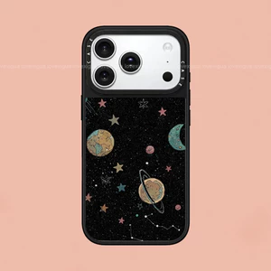 Ốp điện thoại từ tính hành tinh trong bầu trời đầy sao màu đen cho IPhone 15 14 13 12 11 16 Plus 17Pro Max 17 Vỏ bảo vệ chống sốc