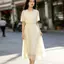 Váy cổ tròn Tencel Phiên bản eo hẹp kiểu Pháp mùa hè 2026 Phong cách nữ dáng ôm hơn Váy dài thời trang