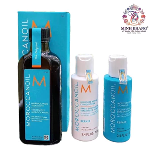 Combo Tinh dầu và gội xả Moroccanoil dưỡng phục hồi tóc 100ml + 70mlx2 [ MK ]