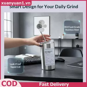 Cốc cà phê cầm tay bằng thép không gỉ XUAN có ống hút cho cuộc phiêu lưu ngoài trời và du lịch VN