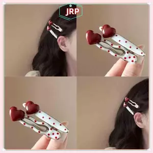 JRP 2 Chiếc Trái Tim Ngọt Ngào Chấm Bi Kim Loại Kẹp Tóc Chống Trượt Kẹp Tóc Hình Học Dubill Tóc Pin Nữ Barrettte Kẹp Tóc Phụ Kiện JRP