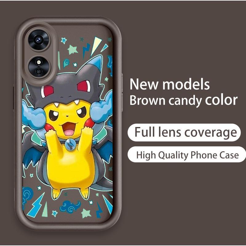 Ốp Lưng Cho OPPO A17 A17K A18 A38 A58 A60 4G Hoạt Hình Silicon Mềm Đáng Yêu TPU Pikachu Bulbasaur Pokémon Angel Eye Vỏ Điện Thoại Chống Sốc