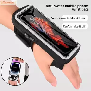 Giá đỡ điện thoại dây đeo cổ tay OUSXA, Dây đeo có thể điều chỉnh Băng tay trán chống mồ hôi, Băng tay chạy bộ chống nước dung tích lớn di động Unisex