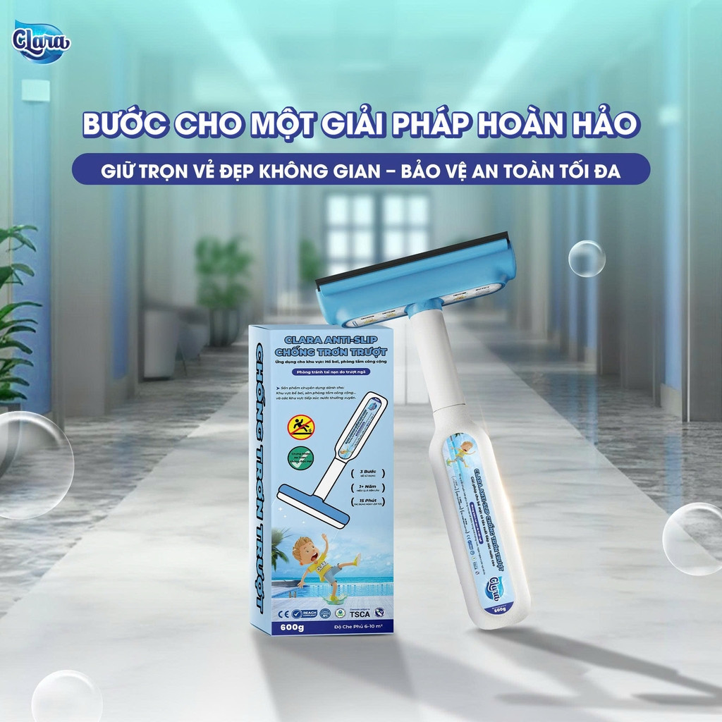 CLARA Anti-Slip Gel 600G ASHB0600 Giải Pháp Chống Trơn Trượt Chuyên Dụng Cho Hồ Bơi & Phòng Tắm Hàng Chính Hãng