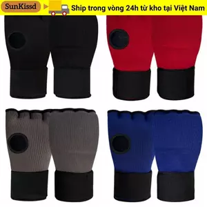 Găng tay đấm bốc Gel nửa ngón SUNKISSD MMA, Dây đeo cổ tay dài thoáng khí Muay Thái tập đấm, Găng tay quấn tay xốp dày