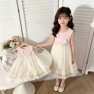 Bé gái (100-140) Váy công chúa thời trang không tay phong cách mới không tay đầy màu sắc
