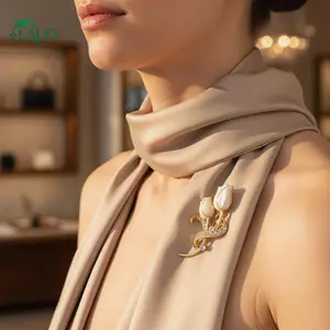 Springevenstar Tinh Tế Men Tulip Thổ Cẩm Nữ Trâm Cài Pha Lê Kim Cương Giả Chân Quần Áo Áo Cao Cấp Trang Sức Thời Trang Cô Gái Quà Tặng Springevenstar
