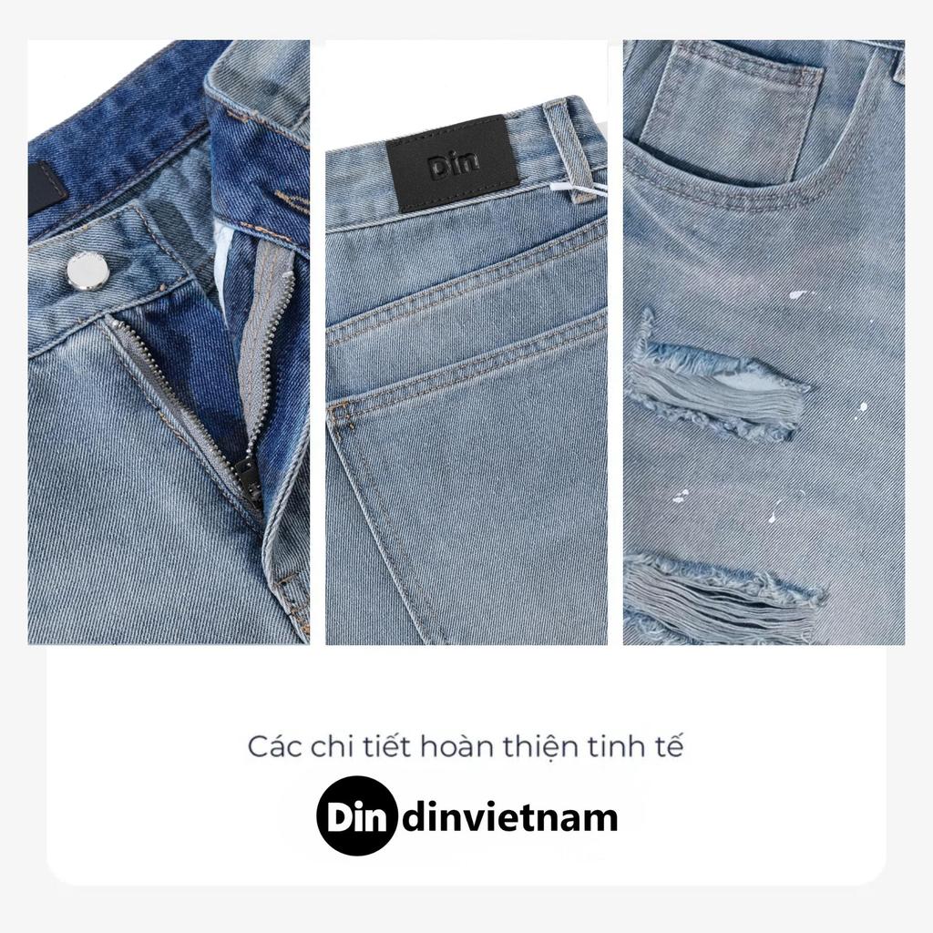 Quần Short Đùi Jean Nam DIN, Quần Bò Xanh Form Trên Gối Thoải Mái Dễ Mặc, Phong Cách Streetwear Cá Tính JD69