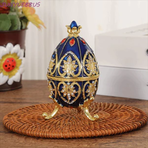 JUNYUE88US Đồ trang trí trứng Phục sinh, Hộp lưu trữ trang sức hình quả trứng bằng hợp kim kẽm cổ điển, Trang trí tủ quần áo Phong cách chân cao Hình quả trứng Vòng cổ lọ lưu trữ