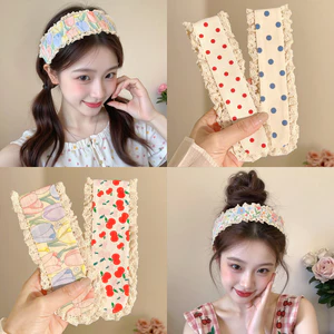 Băng đô Velcro hoa Tulip, Băng đô có thể điều chỉnh viền ren, Phụ kiện tóc chống trượt để rửa mặt, trang điểm, mặc hàng ngày cho nữ