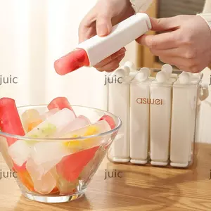Khuôn Popsicle Cũ JUIC, Khay Đá Thanh Dài Di Động Bằng Silicon, Có Nắp Khuôn Làm Đá Cho Tủ Đông