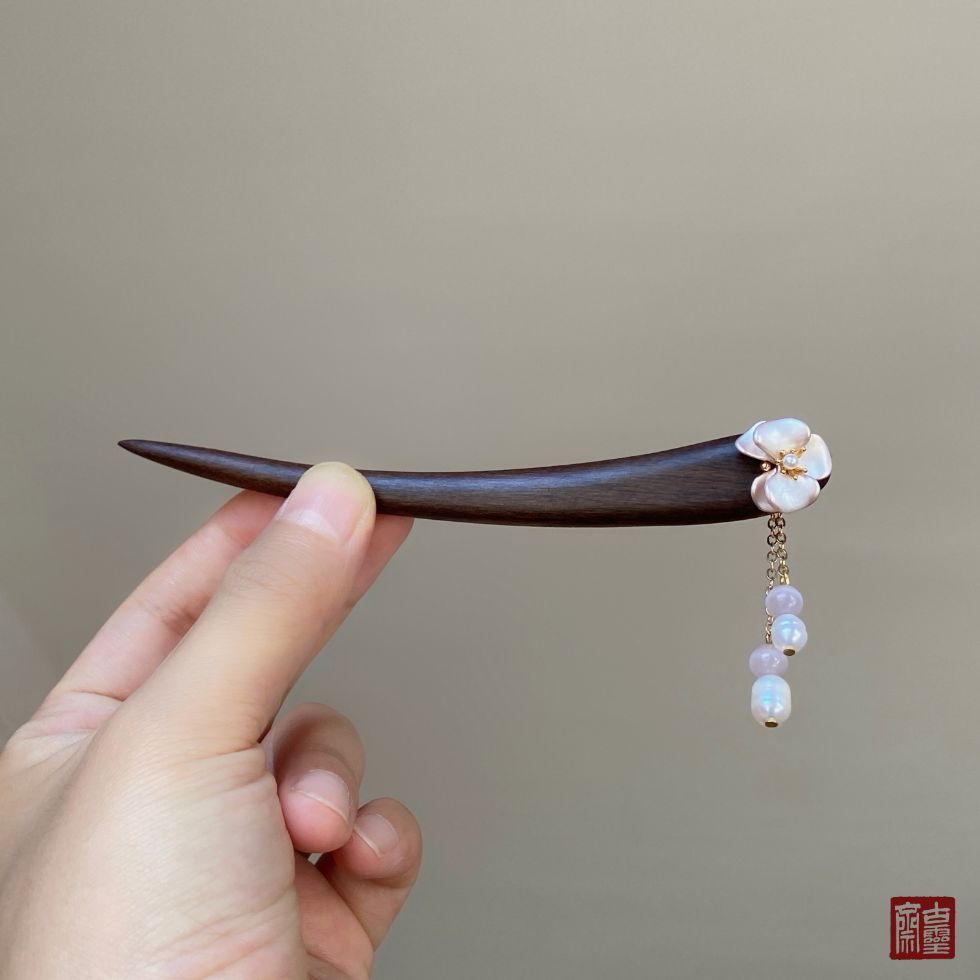 Kẹp Tóc WHX-13cm {Phalaenopsis} Kẹp Tóc Gỗ Mun Cổ Mới Kẹp Tóc Trung Quốc Tua Rua Kẹp Tóc