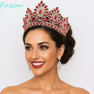 FUJICOU Baroque Queen Tiaras, Vương miện công chúa hợp kim lấp lánh sang trọng, Đẹp thanh lịch có thể điều chỉnh sáng bóng Kim cương giả Cuộc thi Diadem Sự kiện