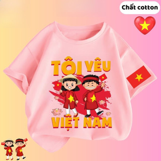 Áo thun Tôi Yêu Việt Nam cho bé trai bé gái áo phông Cờ Đỏ Sao Vàng cho bé chất cotton mát