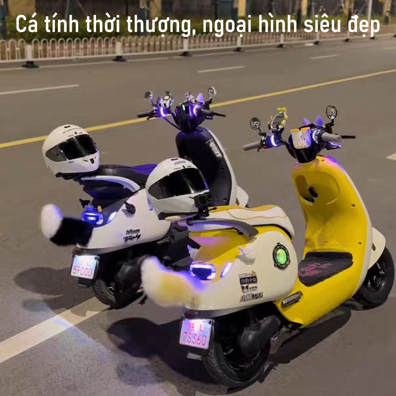 Đuôi Cáo Tự Dính – Sạc, 3 Chế Độ, Lông Mềm, Velcro Tháo Rời, Trang Trí Xe Hơi, Máy, Điện, Quà Tặng Cute