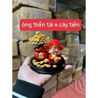 Bộ tượng thần tài và cây tiền vàng mini để bàn - Tượng thần tài phong thủy