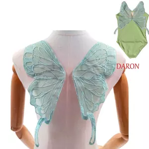 DARON Cánh Bướm Táo, Dán Quần Áo Bông Tuyết Cánh Bướm Miếng Dán, Tinh Tế Thêu Miếng Dán Ren Vải Organza 3D Cánh Miếng Dán May May May