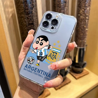 Bóng đá Shin-Chan Thích hợp cho iPhone 17 ProMax Ốp lưng trong suốt hoạt hình XS 15 Pro Max 11 Pro Max 12 14 Pro 7plus 13 Pro 16 Pro Max 17 Pro Vỏ mềm siêu mỏng chống sốc