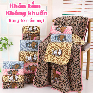 Khăn Tắm Cotton Thêu Hello Kitty Siêu Mềm Mại, Khăn Lau Người Kháng Khuẩn, Thấm Hút Tốt Cao Cấp