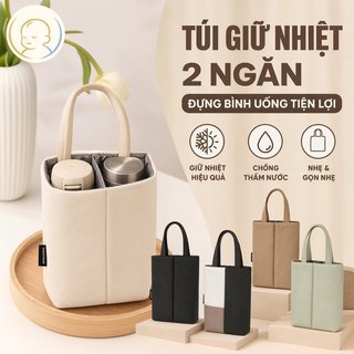 Bình Nước Tote Canvas Túi Xách Đôi Cốc Di Động Du Lịch Hàng Ngày Dung Tích Lớn