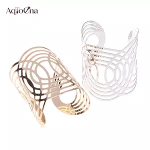 AqToCna Chunky Vòng Tay Kim Loại Rộng Cho Nữ Mở Vòng Tay Phóng Đại Vòng Tay Xu Hướng Quyến Rũ Cánh Tay Trang Sức Quà Tặng Thời Trang AqToCna