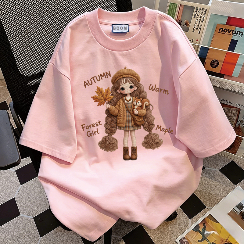 BOOM Áo thun nữ kiểu hàn quốc form rộng tay lỡ cổ tròn cotton Mát-Hè hot trend in cách dễ thương Áo phông form vừaF073