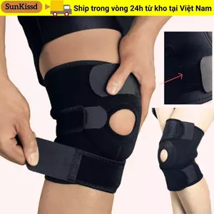 SUNKISSD Dây đeo băng bánh chè thể thao, Nẹp hỗ trợ đầu gối lò xo cao su tổng hợp màu đen, An toàn thể thao Thoải mái Phù hợp với tối đa 154.32LB Nam nữ thoáng khí