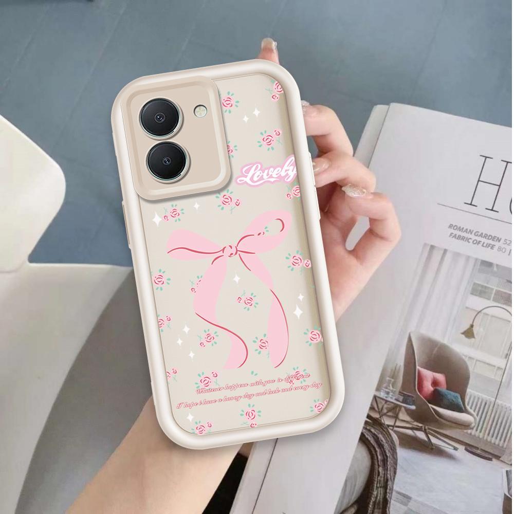 Vỏ Cho VIVO Y36 Y27S 4G Hoạt Hình Silicon Màu Kẹo Vỏ Điện Thoại Mềm TPU Bướm Nơ Ins Phong Cách Mắt Thiên Thần Chống Sốc Ốp Lưng