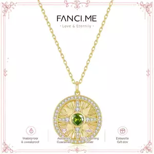 FANCIME "Lumen Star" Peridot Vòng cổ bạc bằng đá quý tháng 8