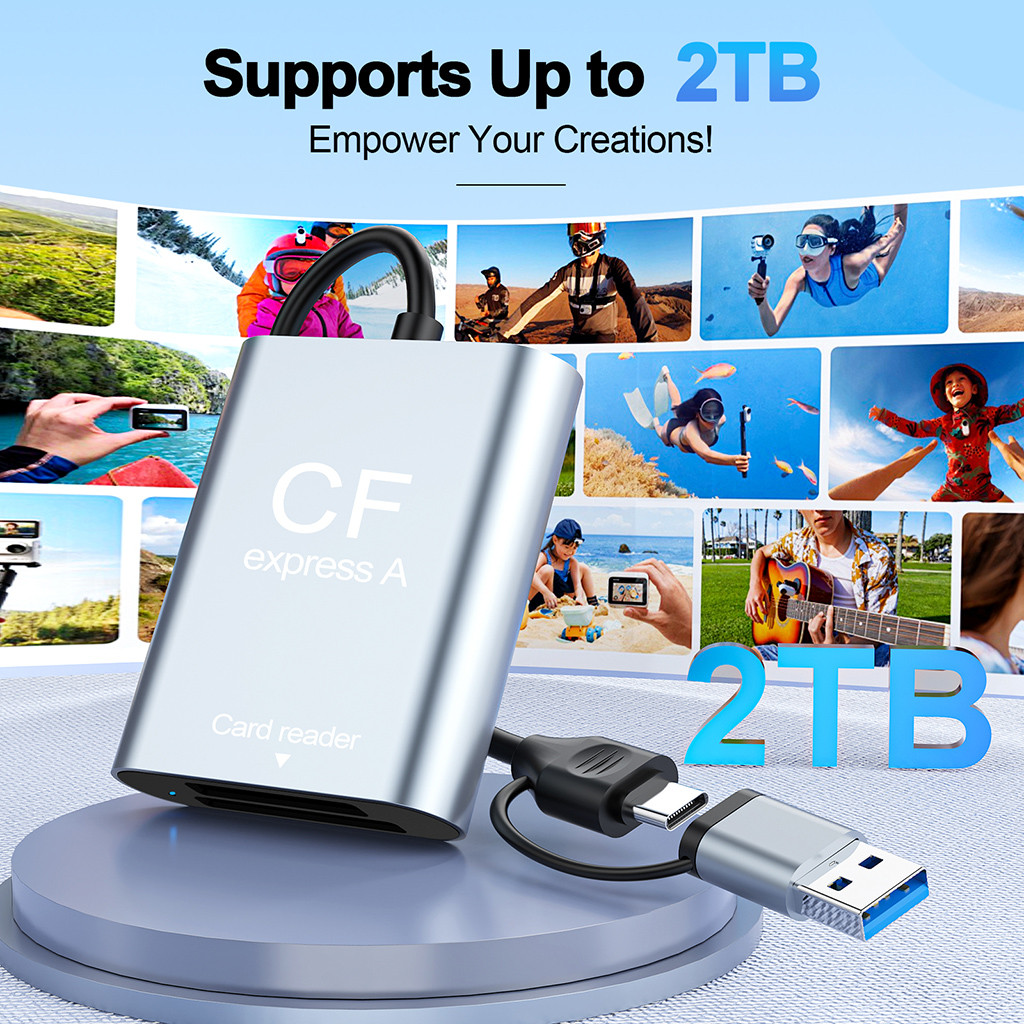 JMT CFexpress Loại A + Cổng Thẻ SD Đầu Đọc 2in1 Tương Thích USB 3.2 10Gbps Tốc Độ Cho Máy Tính Điện Thoại Thông Minh Máy Tính Bảng Chơi Game