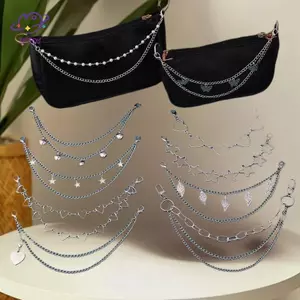HFTOY 1 Tay Cầm DIY Bướm Chữ Thập Ngọc Trai Mặt Dây Chuyền Túi Đeo Vai Dây Xích Túi Thay Thế Phụ Kiện Túi Kim Loại Nhiều Lớp Dây Xích ~