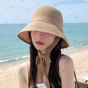 Mũ Rơm PYCOU, Mũ Chống Nắng Có Thể Điều Chỉnh Vành Lớn, Thời Trang Thoáng Khí Ngoài Trời Che Nắng Mũ Đi Biển