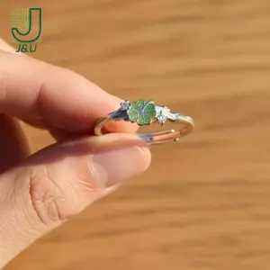 Nhẫn cỏ bốn lá dành cho nữ Cô gái Cặp đôi có thể điều chỉnh Quà tặng quyến rũ mở Luy Thích hợp để đính hôn, sinh nhật hoặc mặc thường ngày