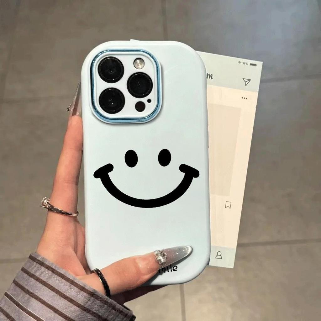 Casing Senyuman Minimalis Untuk iPhone 17/16/15/14/13/12/11 Pro Max Anti Gegaran