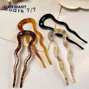 Kẹp tóc nữ AN.MART phong cách Pháp vintage, chất liệu acetate, dạng chữ U, tạo búi tóc thời trang