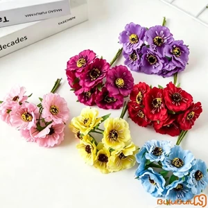 Bó hoa hướng dương nhân tạo Hoa giả nhỏ thực tế cho đồ thủ công DIY Trang trí đám cưới ngoài trời trong nhà