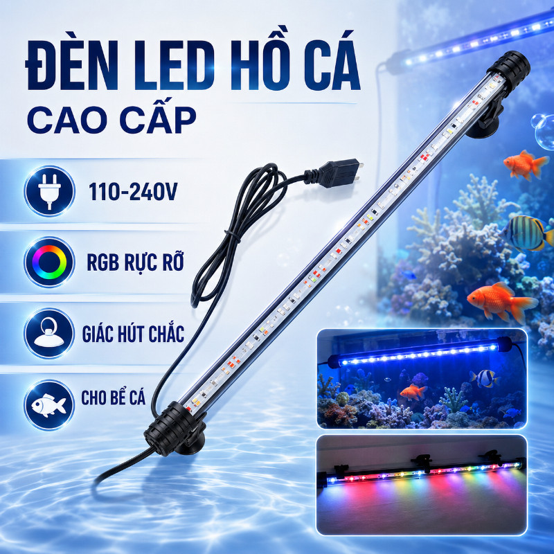 Đèn LED Ngâm Chìm Bể Cá 17-57cm, Chống Nước, Làm Đẹp Hồ Cá, Dễ Dàng Vệ Sinh, Phù Hợp Với Hầu Hết Các Bể Cá