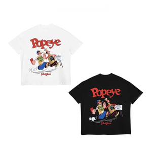 （Giao hàng 24h）Angela - Áo Thun Boxy UNISEX "POPEYE" Màu Trắng/Đen - TS03-15