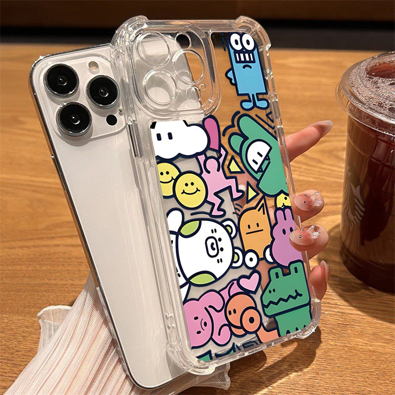 Họa tiết ghép hình nhân vật hoạt hình dễ thương cho iPhone 17/16 Pro (Max/15/14/13/12/11)
