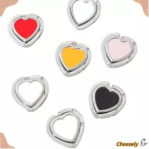 Móc túi để bàn CHEESELY, Móc treo túi xách hình trái tim gấp, Móc treo túi tiết kiệm không gian Kim loại Túi đa chức năng cho bàn làm việc