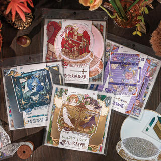 ENWEI 9 Cái [Kho báu của dòng sản phẩm Magic Maker] Ngực lưu trữ Orbs Tủ đôi Elf Log Phong cảnh dán