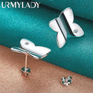 URMYLADY Bạc 925 Mịn Bướm Zircon Bông Tai Bông Tai Dành Cho Nữ Quyến Rũ Cưới Đính Hôn Trang Sức Thời Trang