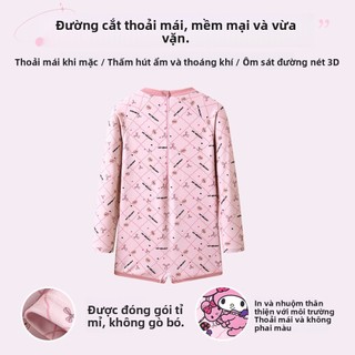 Đồ bơi liền thân tay dài cho bé gái - Họa tiết dễ thương, quần đùi, nhanh khô đi biển mùa hè