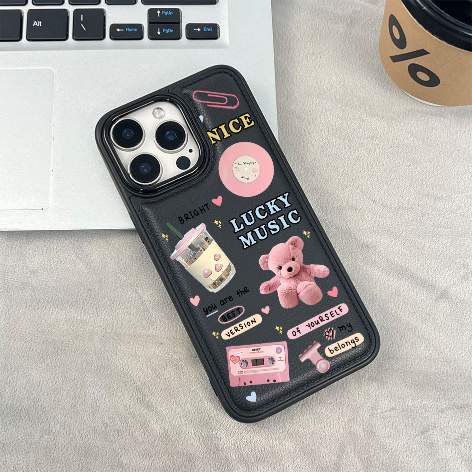 Ốp điện thoại cho iPhone 17/16 Pro Max 15/14/13/12/11; Họa tiết ghép ảnh màu hồng dễ thương