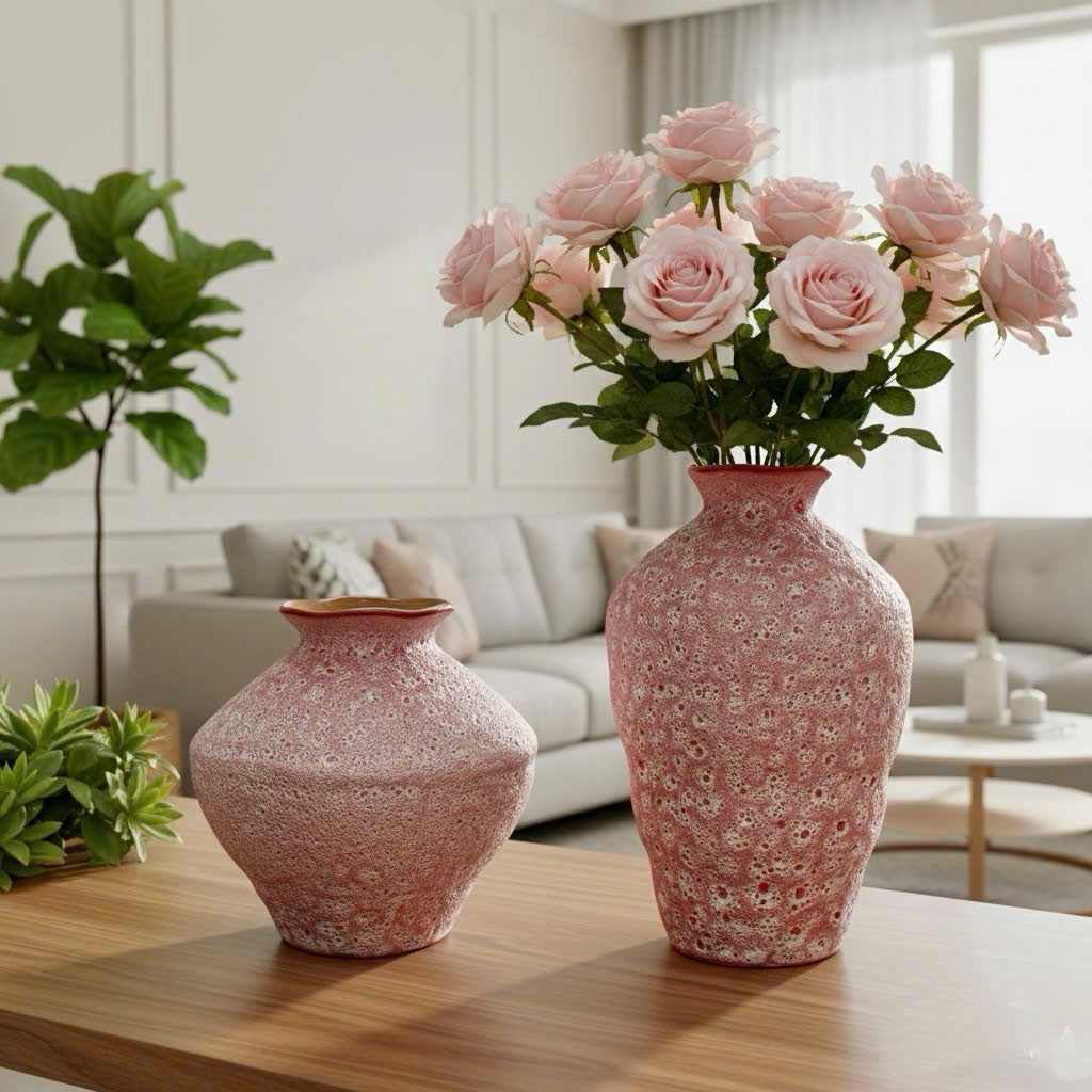 Bình hoa gốm sứ, bình gốm cắm hoa lọ hoa Bát Tràng dáng lồng đèn, đồ decor trang trí quán caphe stdio