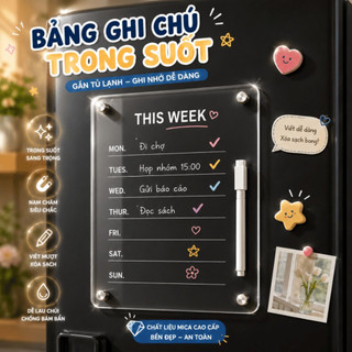 Bảng Acrylic Trong Suốt Ghi Chú Lập Kế Hoạch, Bảng Viết Decor Nhà Bếp, Gắn Tủ Lạnh Dễ Tẩy Xóa, Dùng Đa Năng Tiện Ích