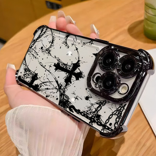 Ốp Điện Thoại Di Động Cho Xiaomi Redmi Note 15 14 13 12 Pro Plus 5G 12 4G Redmi 15 15A 15C 14C 12C 13 12 A7 Pro Vỏ Dark Gothic Cross Mark Mạ Silicon Trong Suốt Mềm Mại
