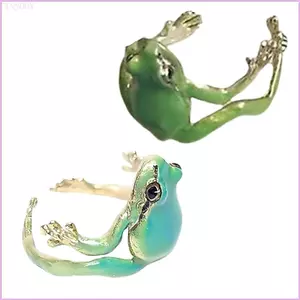 Cinna - Bộ 2 Nhẫn Hình Ếch Điều Chỉnh Được, Trang Sức Động Vật Dễ Thương Cho Nữ